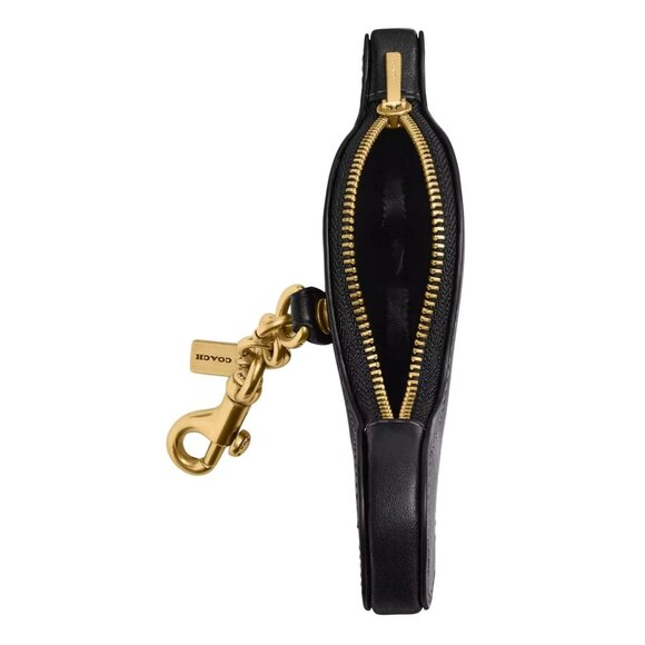 Coach Black Glovetanned Leather Dinosaur Coin Case Bag Charm NWT and dustbag - Picture 3 of 4